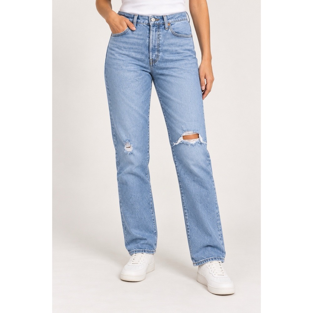 Levi's Ribcage Straight Ankle Jeans Women's 30 Light Wash Ripped